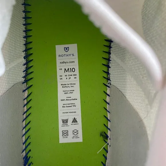 Rothy's RS01 The Sneaker Bright White NWOB Men's sz 10 - Picture 7 of 11